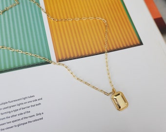 Dayton Necklace • Gold 925 Sterling Silver Necklace • Rectangle • Geometric • Vintage • Birthday • Sister • Friend • Valentine’s