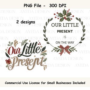 Vacaciones navideñas png "nuestro pequeño regalo, gráfico digital festivo para sublimación, impresión y manualidades, perfecto para proyectos de temporada