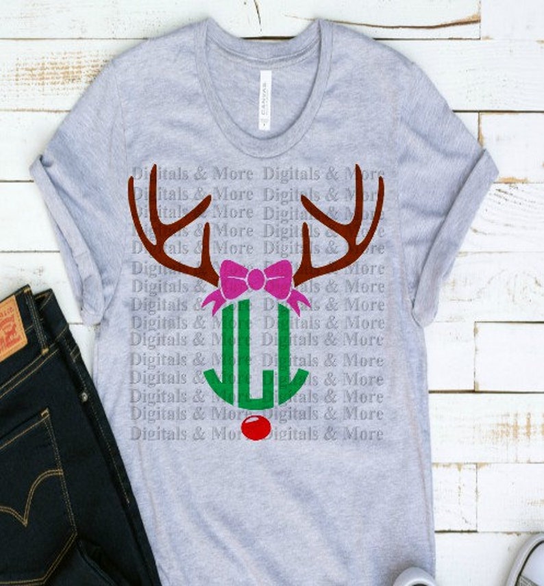 Download SVG Monogram Reindeer Svg Red Nose Reindeer Svg Monogram ...