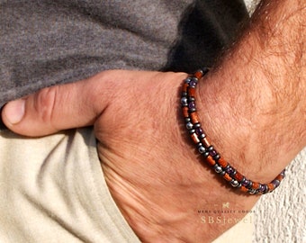 Wood Stone Bracelet Small Beaded Bracelets Hand Beaded Bracelets Mens Small Beaded Bracelets Wood Bead Bracelet Mens Bead Bracelet For Guys