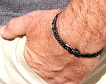 Black Rope Bracelet Mens Black String Bracelet Black Cord Bracelet Simple Thin Adjustable Handmade Thread Bracelet Black Bracelet Cool Guys