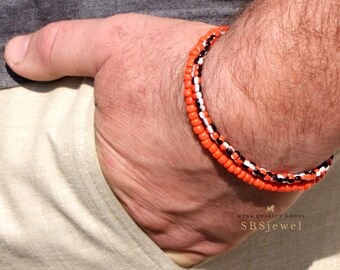 Orange Bead Bracelet Orange Summer Beaded Bracelet Stacking Bracelets Stretch Bracelets Layering Bracelets Set Positive Colors Handmade