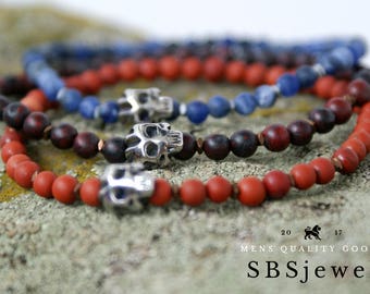 SKULL BRACELET Mens Skull Bracelet Skull Bead Bracelet Skull Jewelry Womens Skull Bracelet Silver Skull Bracelet Bracelet Skull Skeleton