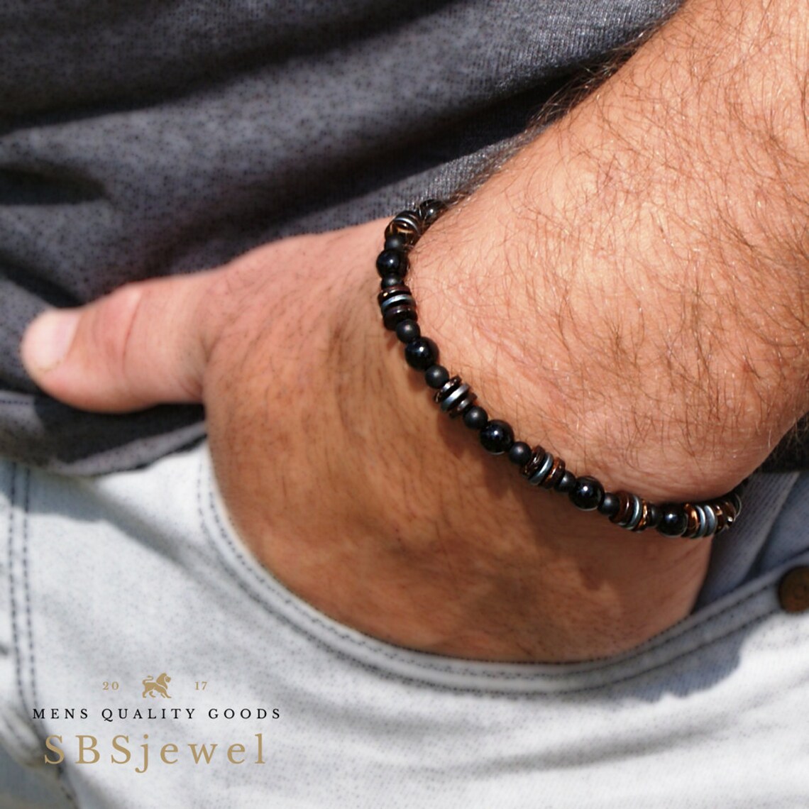 Male Bracelet MENS BLACK BRACELET Mens Jewelry Mens Bracelets Etsy