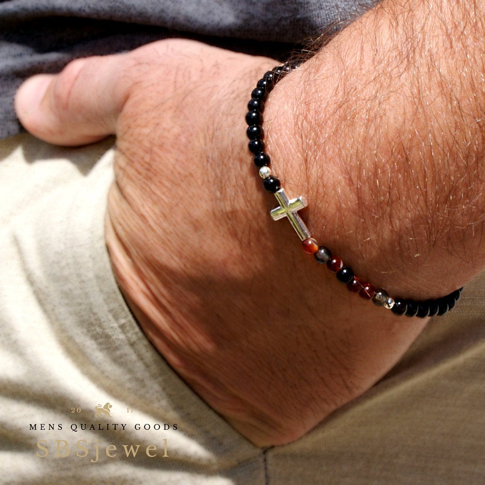 925 STERLING SILVER CROSS Bracelet Silver Cross Bracelet Mens Etsy