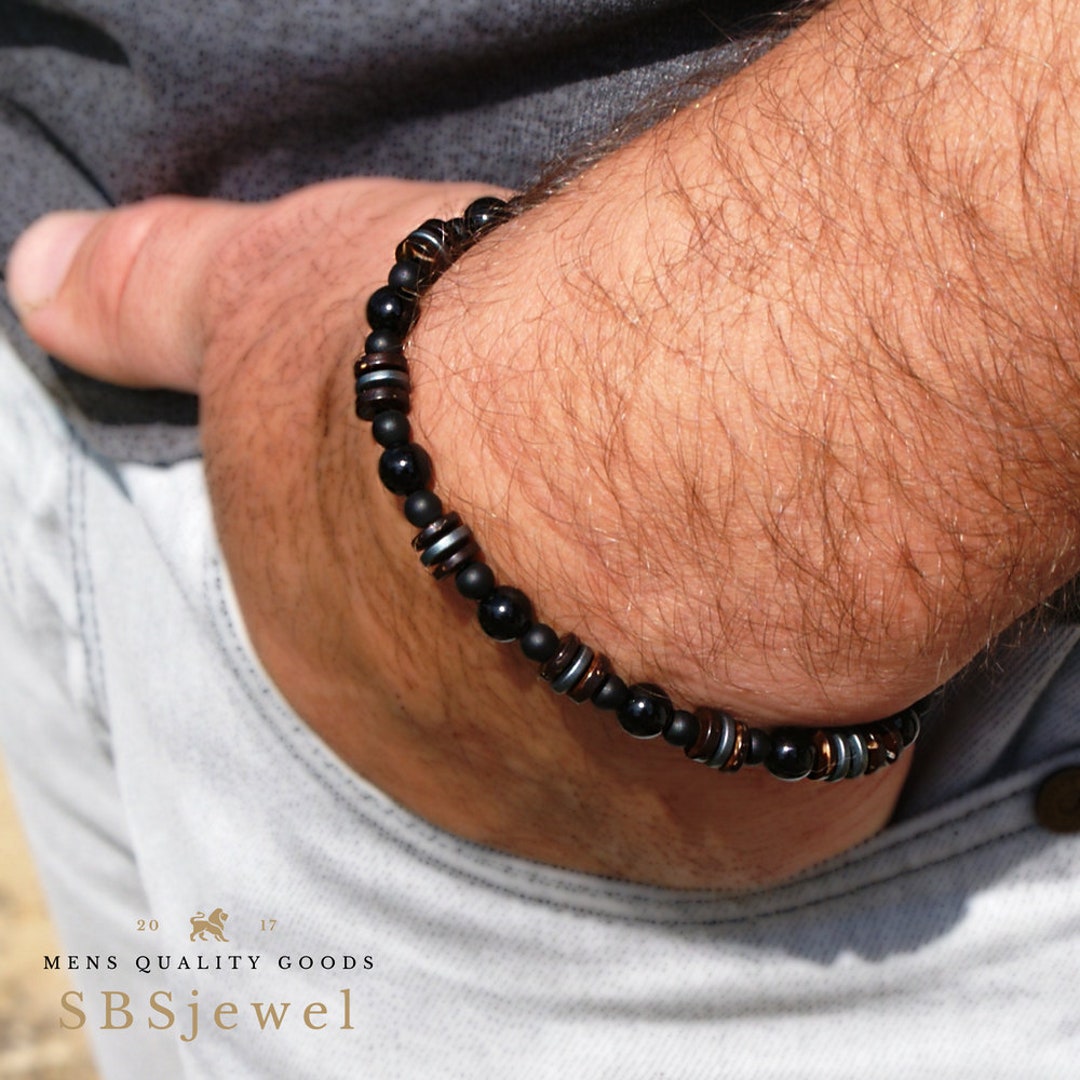 Male Bracelet MENS BLACK BRACELET Mens Jewelry Mens Bracelets Mens