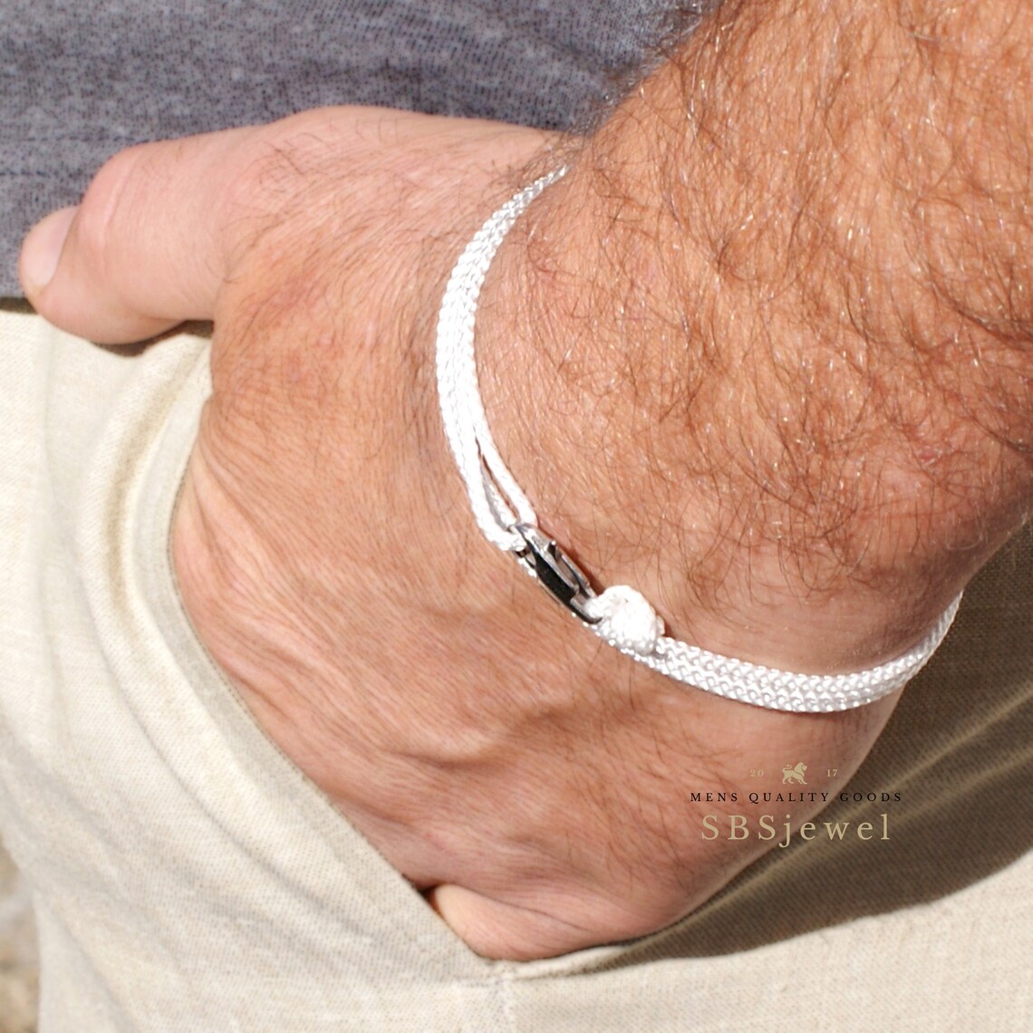 White Rope Bracelet White Surfer Bracelet Adjustable Bracelet Etsy