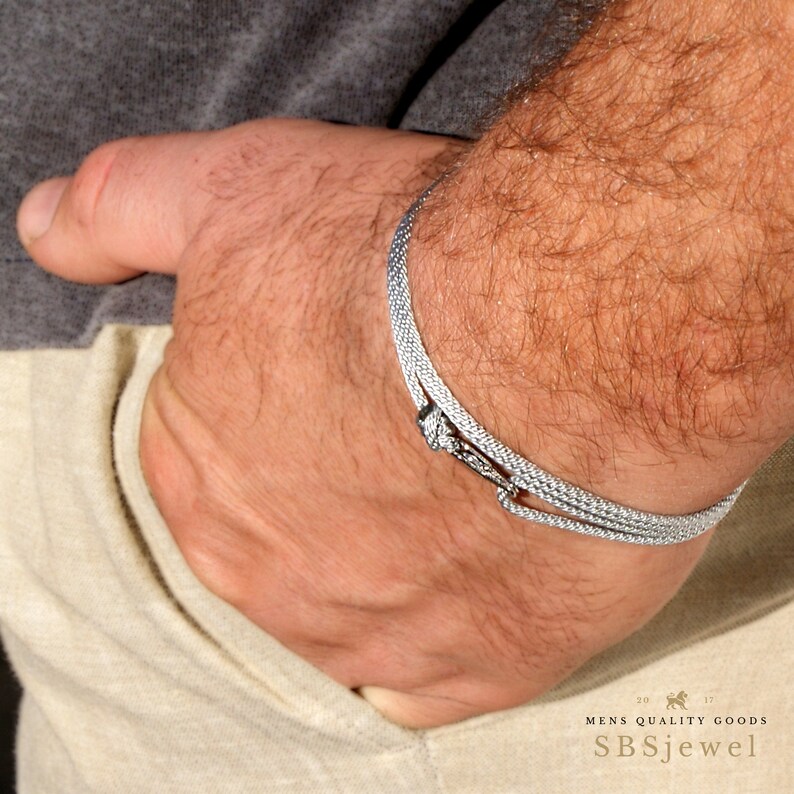 MAN ROPE BRACELET Rope Bracelet Man Silver Thread Bracelet Etsy