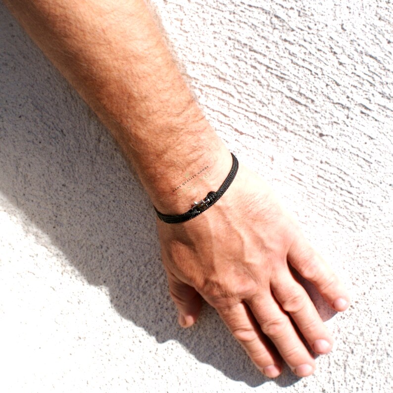 Black Rope Bracelet Mens Black String Bracelet Black Cord Etsy