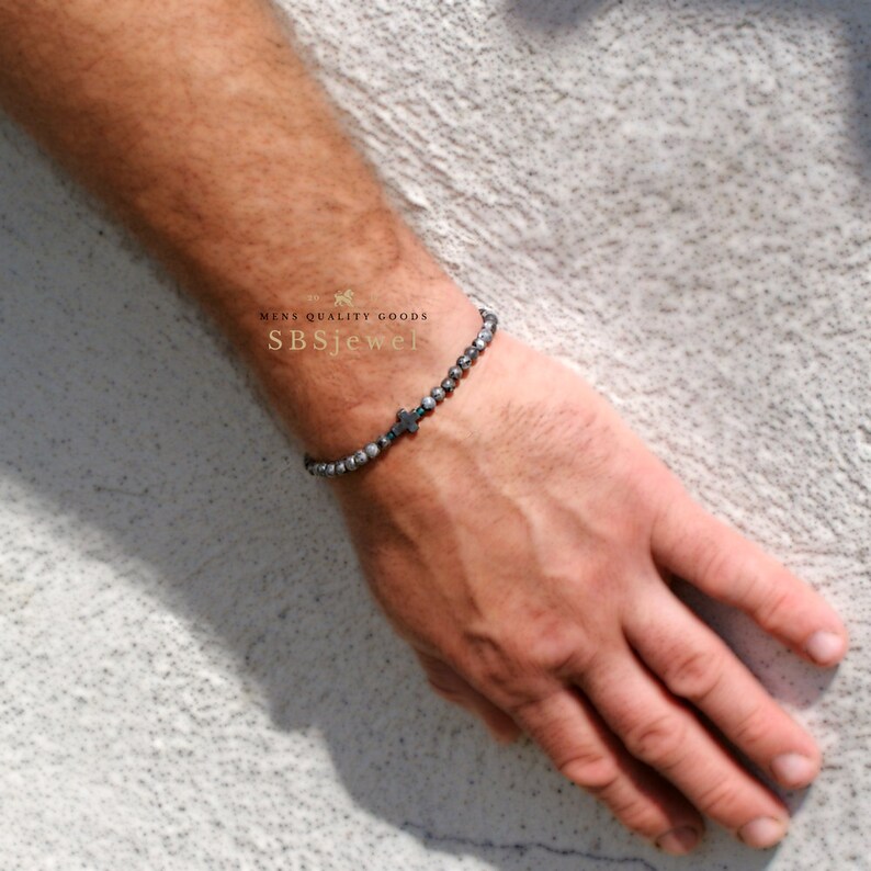 MENS CHRISTIAN BRACELETS Grey Gray Labradorite Cross Bracelet Etsy