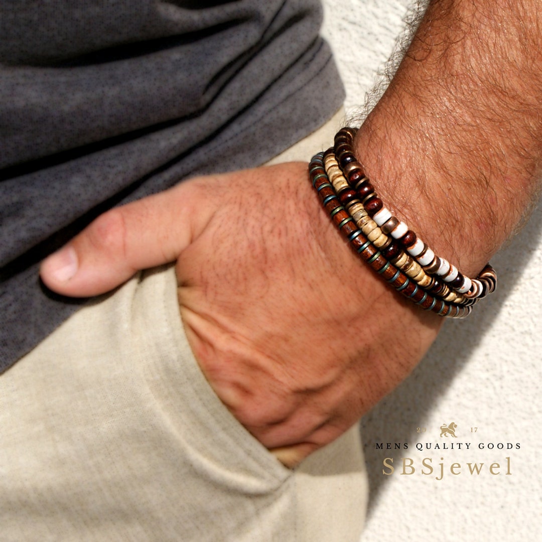 WOODEN BEAD BRACELET Wooden Bracelets Mens Wooden