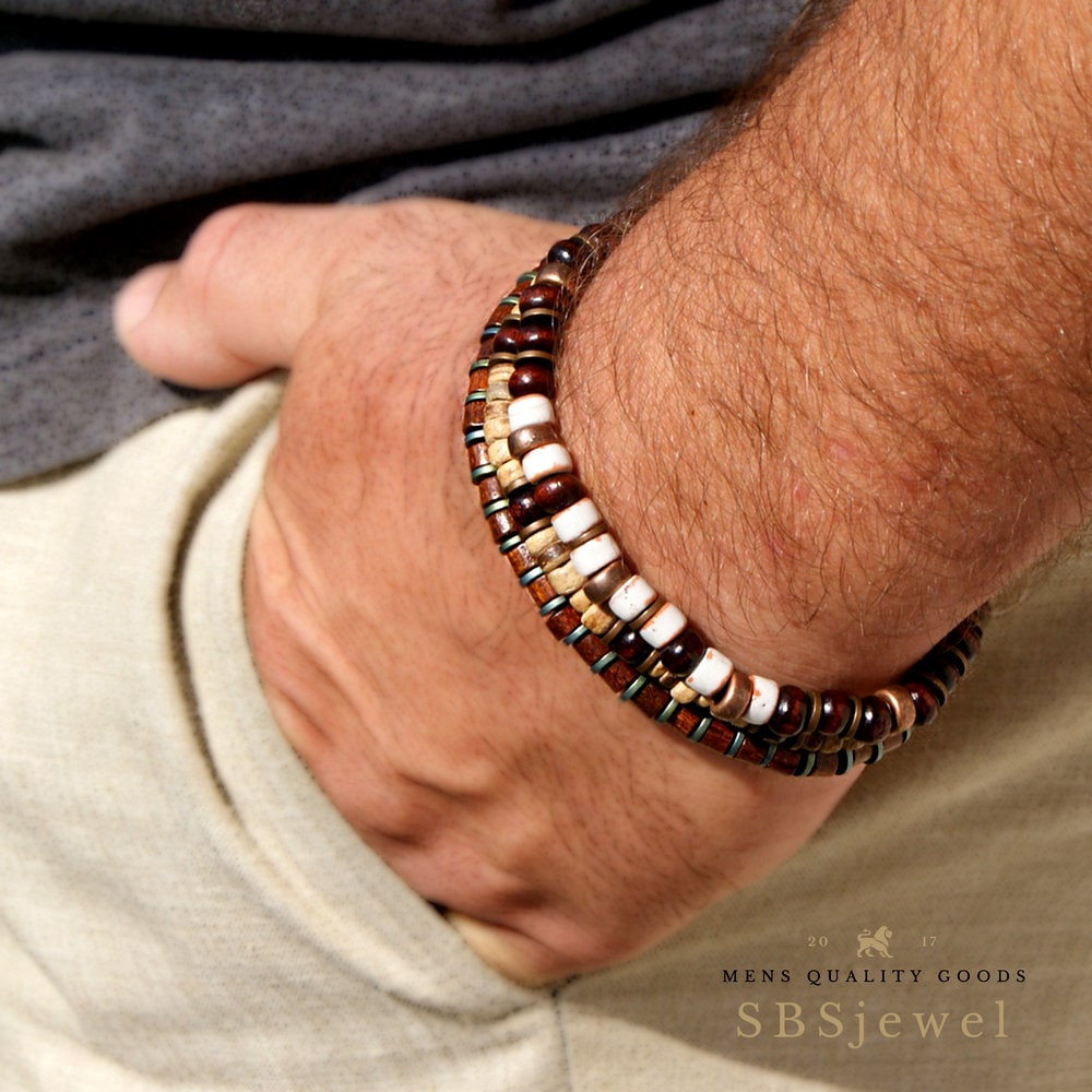 WOODEN BEAD BRACELET Wooden Bracelets Mens Wooden Bracelet Etsy