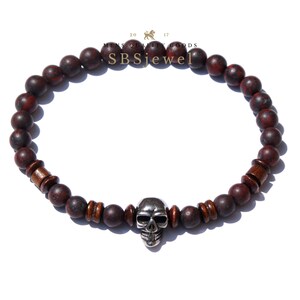 MENS SKULL BRACELET Skull Bead Bracelet Mens Charm Bracelet Mens Beaded Bracelets Jewelry Mens Beaded Bracelets Stainless Steel Skull Bangle image 2