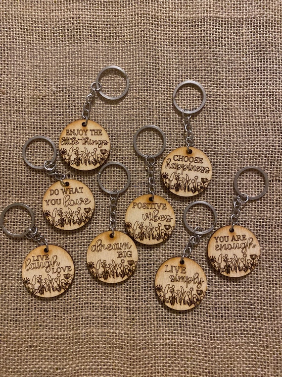 Affirmation/ Keychain/ Keyring/Positive/ Wood/ Engraving/Inspirational/ Motivational/ Wristlet