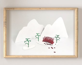 Norwegian wood - Haruki Murakami novel 3D illustration, from wood laser cut to wood illustration.