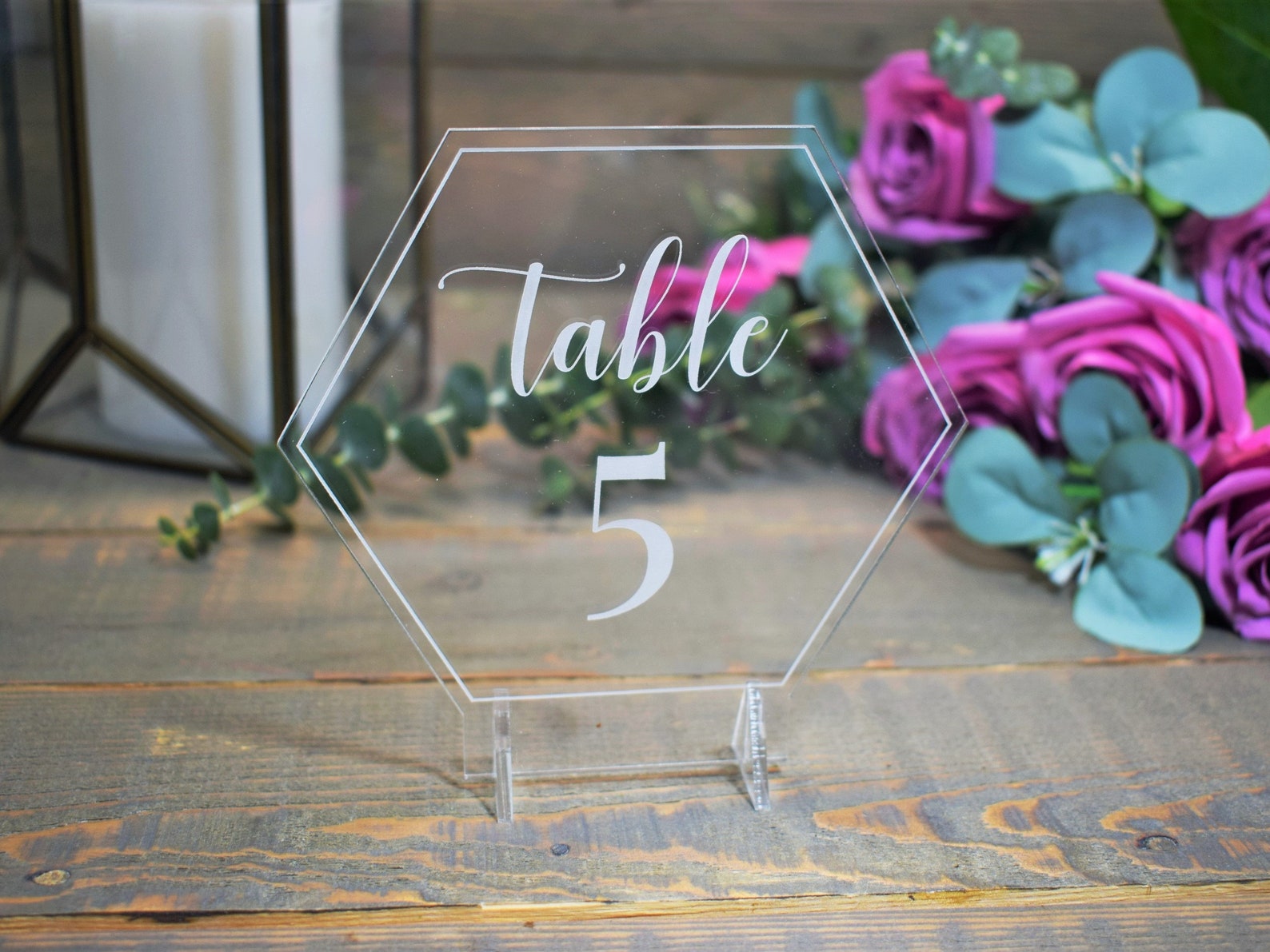 Laser Etched Clear Acrylic Geometric Wedding Table Numbers Etsy