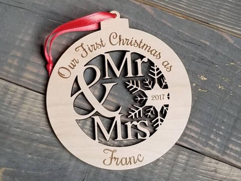 Our First Christmas Ornament Mr and Mrs Ornament Our First Etsy