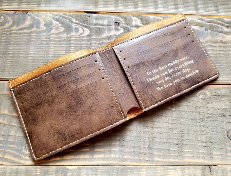 Personalized Mens Wallet Laser Engraved faux leather wallet Etsy