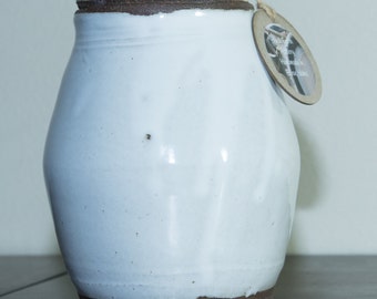 Handmade wheel thrown jar with lid