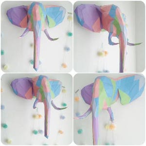 Geometric paper elephant head trophy image 4