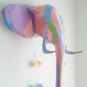 Geometric paper elephant head trophy image 2