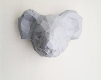 Trophée tête de koala géométrique en papier