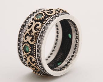 Details about / 925 Sterling Silver Handmade Authentic Turkish Turquoise Ladies Ring Size 8