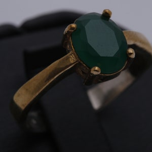 Oval Emerald Turkish Handmade Jewelry 925 Sterling Silver Yellow Gold Ring Size Options image 3