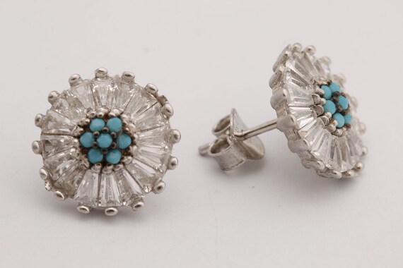 Turkish Jewelry Round Chalcedony Baguette Topaz 925 Sterling Silver Earrings