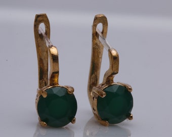 Fashion Style! Turkish Handmade Jewelry Round Shape Emerald Topaz 925 Sterling Silver Stud Earring