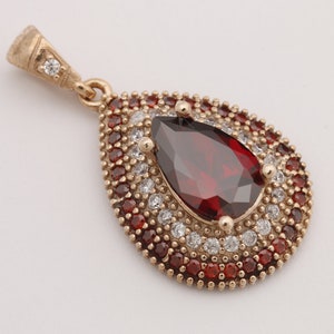 Turkish Handmade Jewelry Small Drop Shape Red Ruby and Round - Etsy