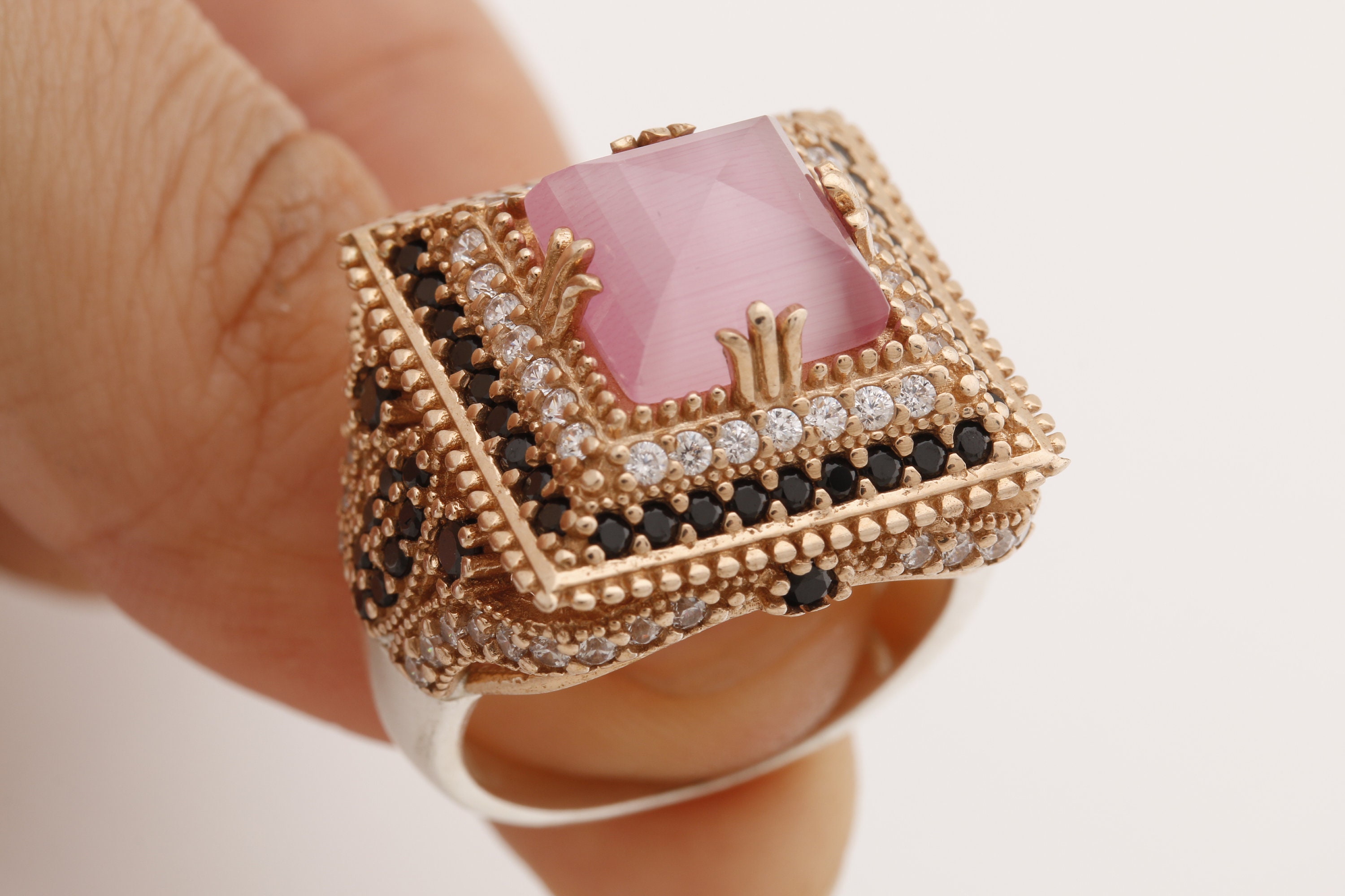 Hurrem Design Turkish Handmade Jewelry Square Shape Pink | Etsy