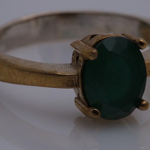 Oval Emerald Turkish Handmade Jewelry 925 Sterling Silver Yellow Gold Ring Size Options image 2