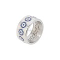 Evil Eye Turkish Nazar Handcrafted All Parts are 925 Sterling Silver Sapphire White Topaz White Enamel Band Style Ring Gift for Her\/His Size