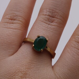 Oval Emerald Turkish Handmade Jewelry 925 Sterling Silver Yellow Gold Ring Size Options image 5