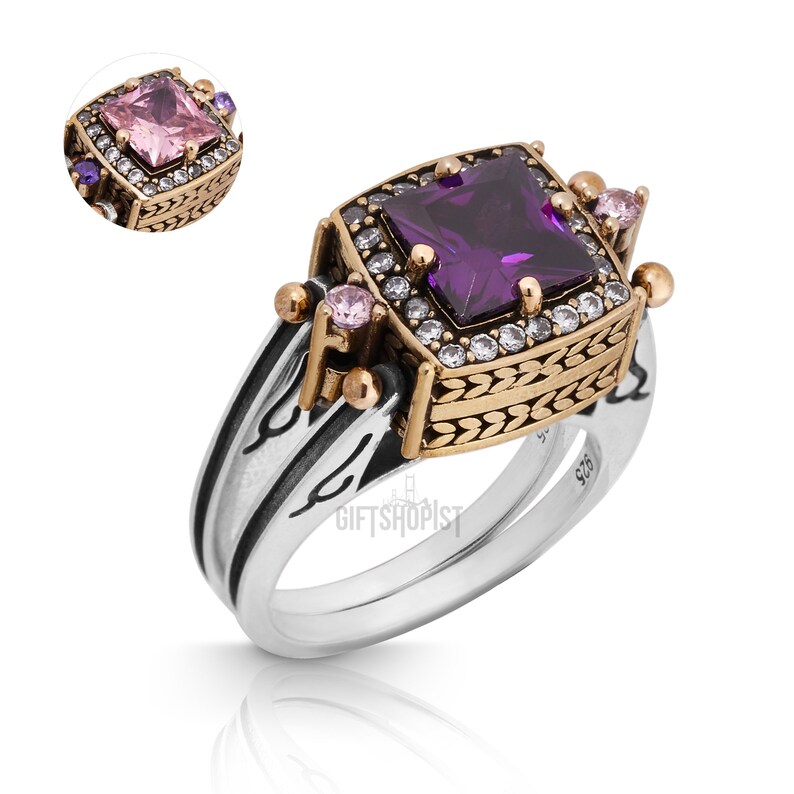 Turkish Handmade Jewelry Reversible 2 Rings in 1 Ring Square - Etsy