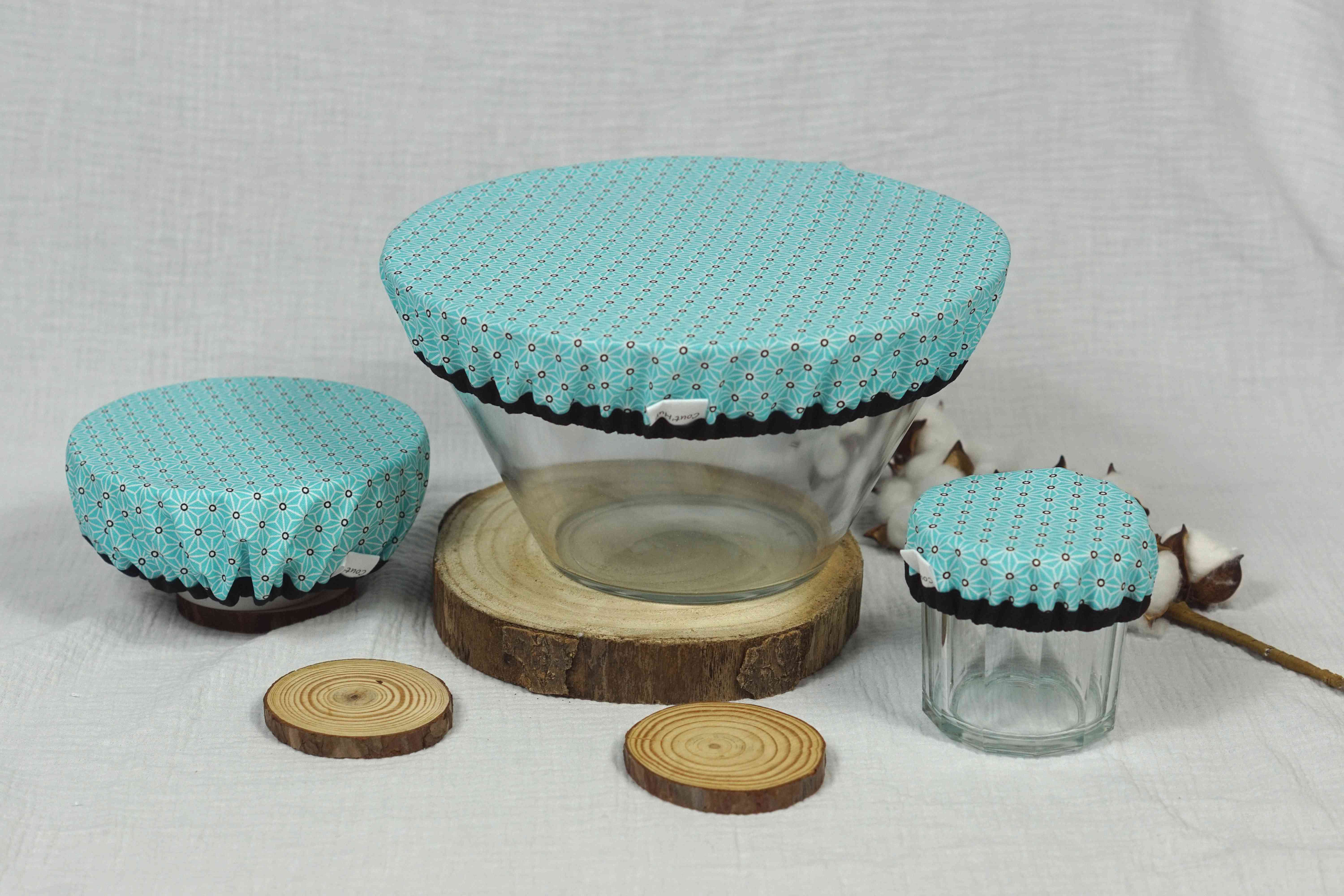 Lot de 3 Charlottes Couvre-Plat Bleu Turquoise