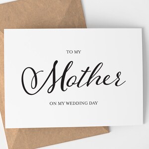 A mi madre en mi tarjeta de día de bodas A mi madre - Boda - Tarjeta - Blanco y negro - Tarjetas de felicitación - Novia - Mamá - Tarjetas de día de boda