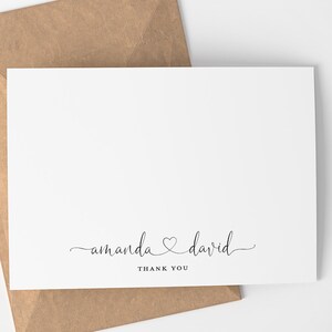 Merci de mariage personnalisé | Personnalisé - Carte de remerciement mariage - Carte mariage - Prénoms - Carte - Intérieur vierge
