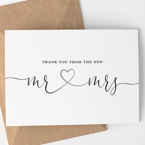 Danke vom neuen Mr. und Mrs. | Hochzeitstag Karte - Hochzeitskarte - Hochzeit Dankeschön - Karte - Innen blanko - Danke - Neues Mr und Mrs