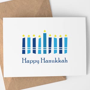 Carte de Hanukkah | Hanukkah heureux - Joyeuses Fêtes - carte de vacances - cartes de voeux Menorah - bougies-