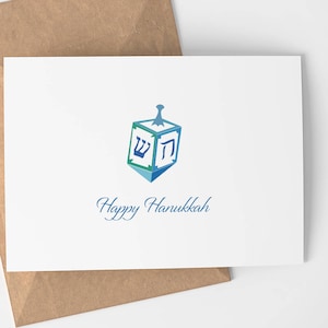 Carte De Hanukkah Happy Hanukkah - Joyeuses Fêtes - Carte de Vacances - Dreidel - Cartes de voeux