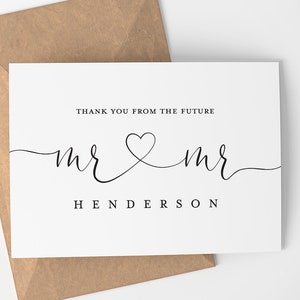 Personalisiertes Dankeschön aus der Zukunft Mr. und Mr. | Individuell - Gay Hochzeitskarte - LGBT Hochzeit - Gay Hochzeit Dankeschön - Karte - Blank Inside