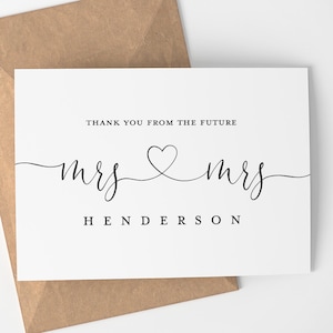 Obrigado personalizado da futura Sra. e Sra. | Personalizado - Cartão de casamento lésbico - Casamento gay - Obrigado de casamento - LGBT - Branco dentro