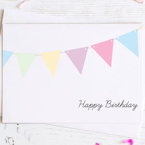 Geburtstagskarte Banner | Einfach - minimalistischen Geburtstag Karte - Pastell - Multi-Color - Geburtstags - einfach - Klappkarte