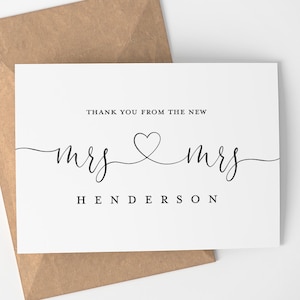 Personalisiertes Dankeschön von der neuen Frau und Frau | Individuell - Lesbische Hochzeitskarte - Gay Hochzeit - Hochzeit Dankeschön - LGBT - Blank Inside