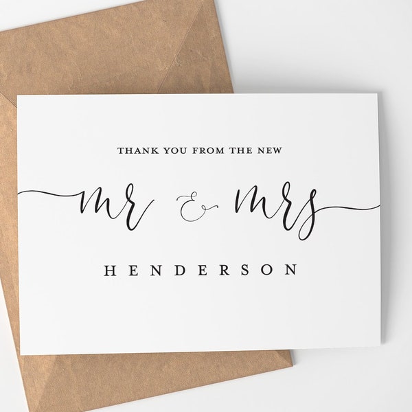 Personalized Thank You From The New Mr. and Mrs. | Custom - Wedding Day Card - Wedding Card - Wedding Thank You - Card - Blank Inside