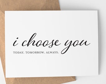 Valentines Day Card - I Choose You - Heavy Card Stock with Kraft Envelope