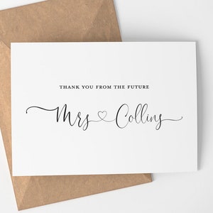 Personalized Wedding Thank You Cards Bridal Shower Thank You Etsy
