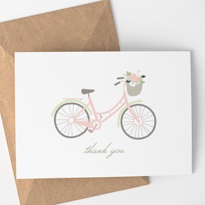 Carte de remerciement | Je vous remercie - cartes de voeux vélo - fleurs - fleur panier - Simple - Merci - Merci-